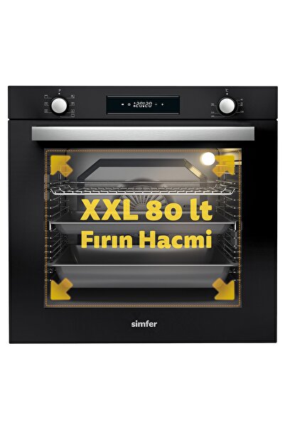 Simfer 7381 Siyah Cam Panel 8 Fonksiyon Elektro Turbo Dijital Fırın