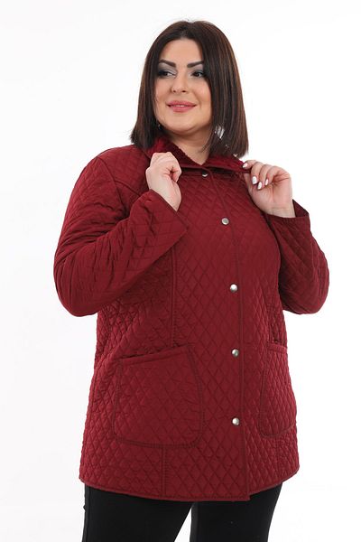 TUTveAL Collection Women's Spring Quilted Coat with Soft Fur Inside Quilted Coat Large Size Quilted Coat Claret Red