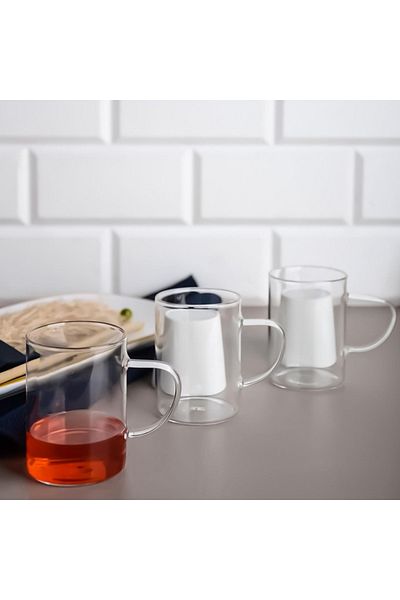 Paçi 3 Pieces Borosilicate Glass Mug - 200 Ml