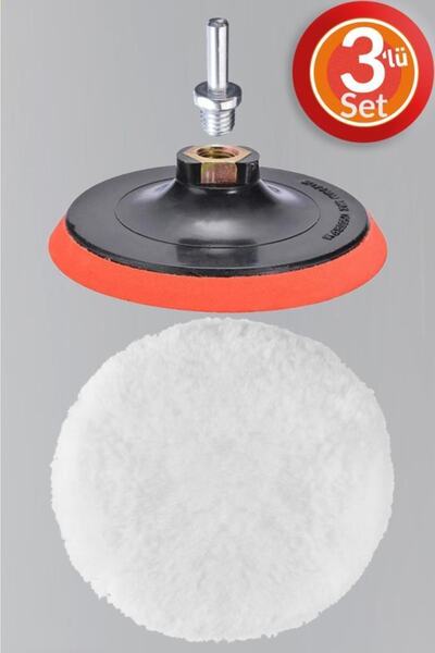 Telvesse Polisaj Yünü Seti 3lü Matkap Uyumlu Pasta Cila Yünü Kuzu Postu Parla...