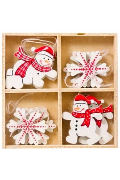 parti sürprizi Christmas Pine Tree Snowman Decor Ornament 4 Cm 8 Pieces