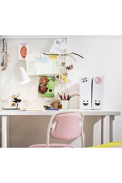 IKEA Tjabba Gülen Yüz 2 Li Set Beyaz Kutu Klasör Dosyalık Magazinlik Evrak Dergi Dosyası 2 Adet