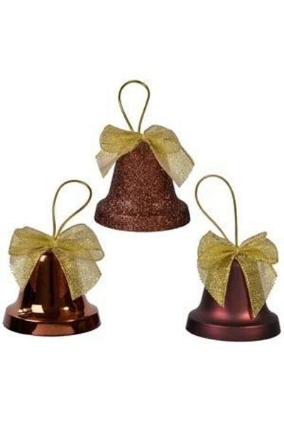 parti sürprizi Christmas Pine Tree Red Bell Shaped Decoration Ornament 5 Cm 4 Pieces