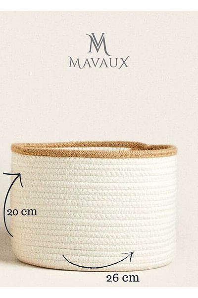 MaVaux 20cm-26cm Dimensiune mică, coș țesut cu mânere laterale - Coș multifuncțional din iută din răchită