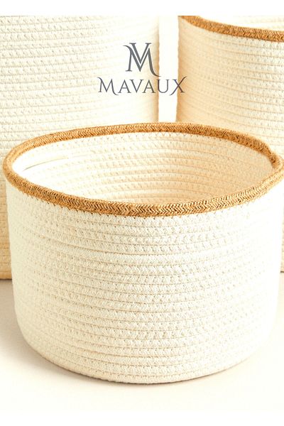 MaVaux 20cm-26cm Dimensiune mică, coș țesut cu mânere laterale - Coș multifuncțional din iută din răchită