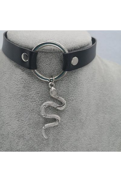 Köstebek Gothic Punk Silver Snake Snake Choker Chocker Necklace