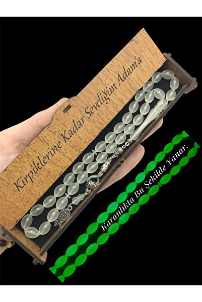 KANUNİ TESBİH Cutie din lemn - Mărgele de rugăciune cu evidențiere în formă d...