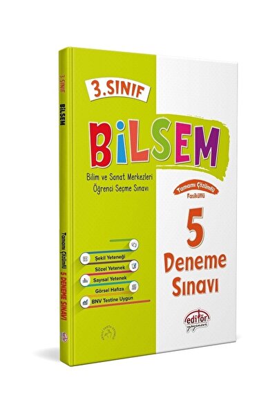Editör Yayınevi 3. Sınıf BİLSEM Tamamı Çözümlü 5 Fasikül Deneme Sınavı Editör...