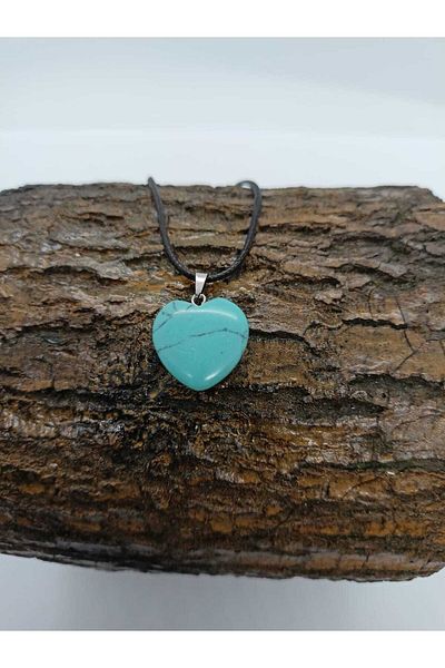 BalıkHediyelik Turquoise (firuze) Stone Necklace/ Heart Shaped Natural Stone Necklace