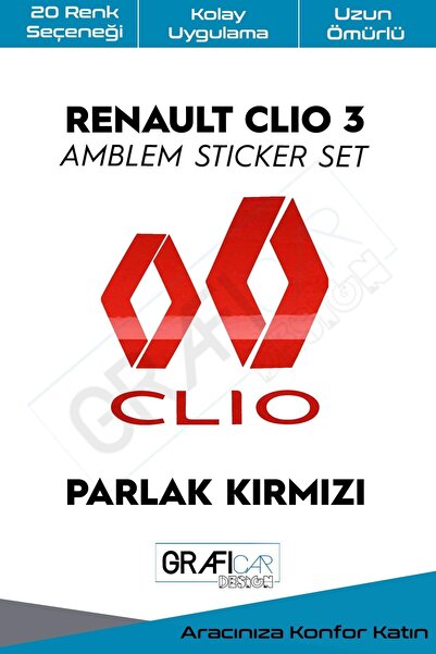 GRAFİCAR مجموعة ملصقات تغطي شعار رينو كليو 3