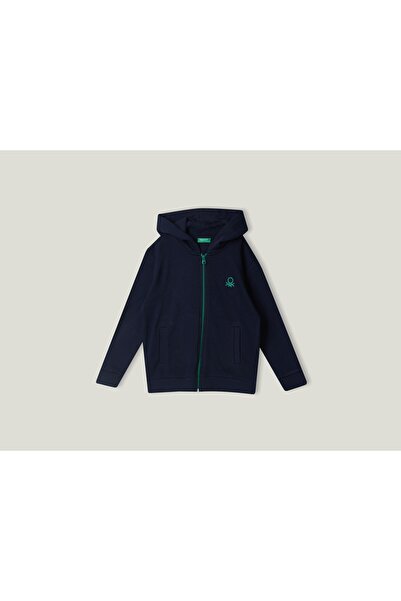 United Colors of Benetton Детска суитшърт с цип отгоре до долу, унисекс