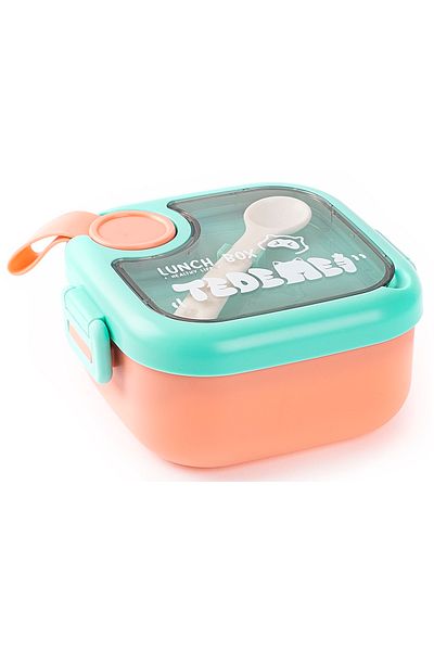 Tantitoni Tedemeı Stainless Steel Plastic Square Food Carrying Container with Spoon and Scissors 550ml