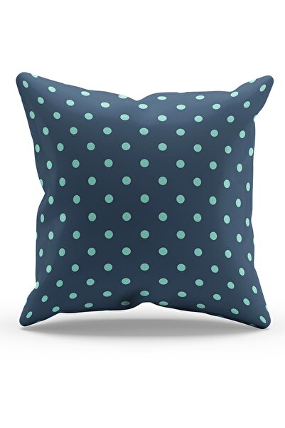 Moud's Double Sided Printed Navy Blue Polka - 4 Patterned Suede Throw Pillow ...