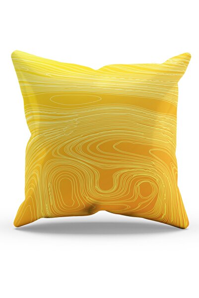 Moud's Çift Tarafı Baskılı Sarı Dalga Stili Desenli Süet Kırlent Kılıfı