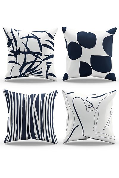 Moud's Double Sided Printed Omegu Patterned 4-Piece Combination Suede Throw Pillow Case