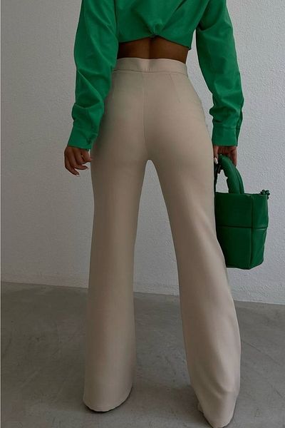 lovebox Women's Flared Beige Trousers 200070