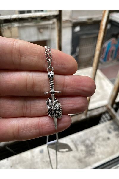 Köstebek Gothic Fashion Sword Heart Chain Necklace