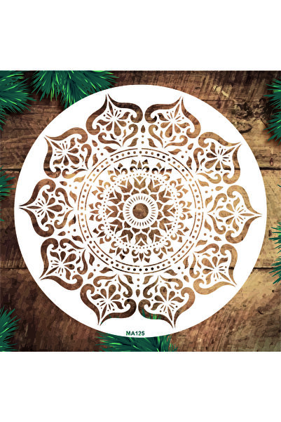 STENCİLTASARIM Ma125 Mandala Duvar Ahşap Cam Boyama Deseni