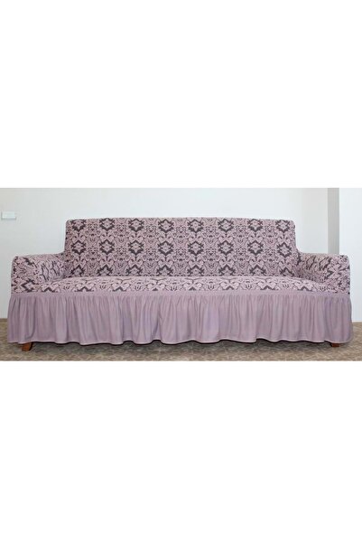 Altınkoza Jakarlı Damask Koltuk Örtüsü Maxi Çekyat (3+3)-gül Kurusu