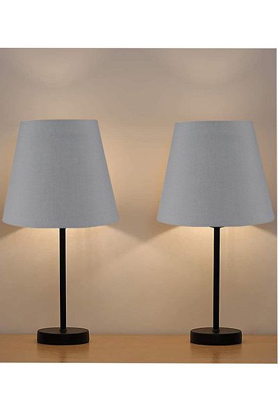 EvLight Black 2-Piece Lampshade Metal Table Lamp Anthracite