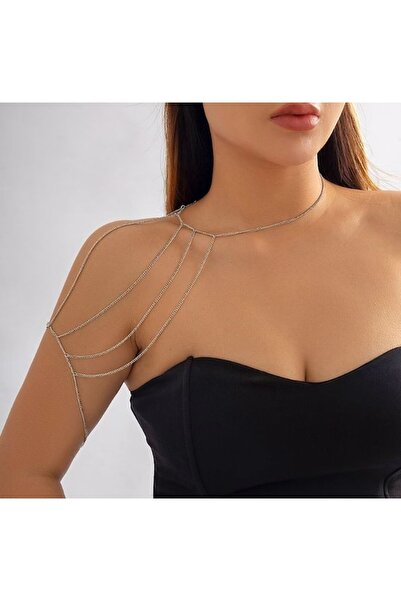TakıConcept Gümüş Renk Omuz Aksesuarı Vücut Aksesuarı Omuz Zinciri Kolye