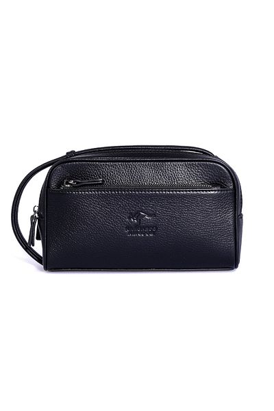 KANGAROO KINGDOM Men's Portfolio & Clutch Handbag Genuine Cowhide Leather Black 6466-s