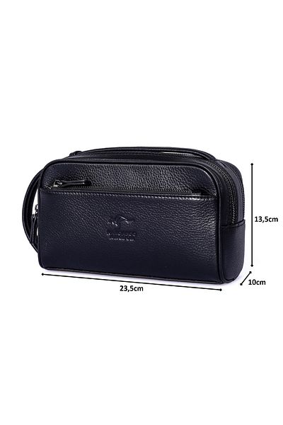 KANGAROO KINGDOM Men's Portfolio & Clutch Handbag Genuine Cowhide Leather Black 6466-s