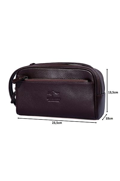 KANGAROO KINGDOM Men's Portfolio & Clutch Handbag Genuine Cowhide Leather Dark Brown 6466-k