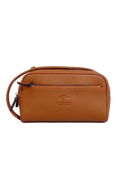 KANGAROO KINGDOM Men's Portfolio & Clutch Handbag Genuine Cow Leather Taba 6466-t