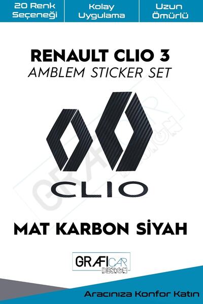 GRAFİCAR Renault Clio 3 Amblem Kaplama Sticker Set Uyumlu