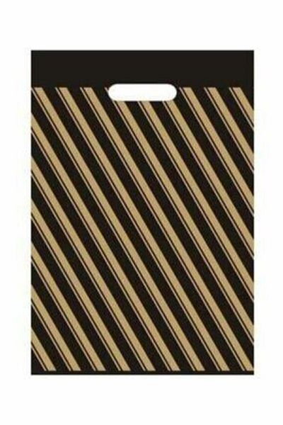 eylül ambalaj Ecoplast Reinforced Snap Black Striped Diagonal Store Bag 40*50 50 Pieces No 4