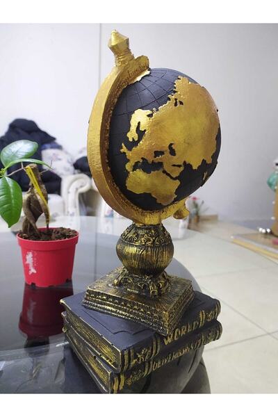 MoldSanat Modern Dekoratif Lüx Dünya Modern Ofis Salon Süs Eşyası Heykel Küre...