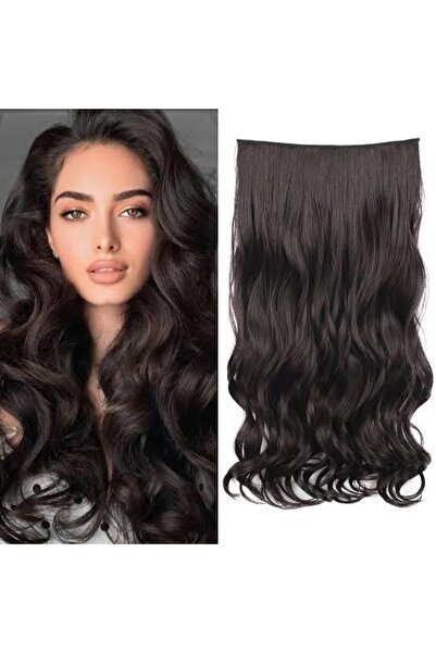 CESLİFE Yıkanabilir Isıya Dayanıklı Koyu Kahverengi Yarım Ay Çıt Çıt Postiş