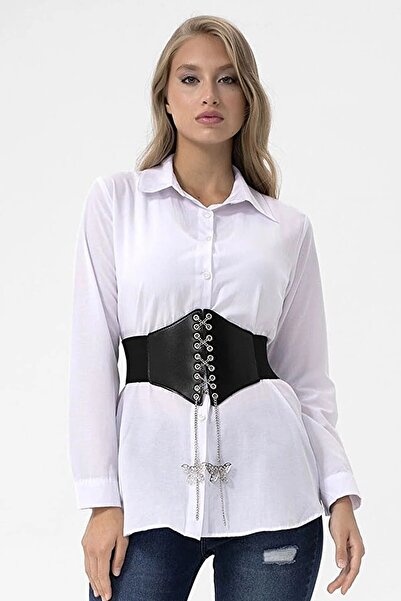 Md1 Collection Жіночий широкий еластичний корсет з ланцюжком і фігуркою метел...