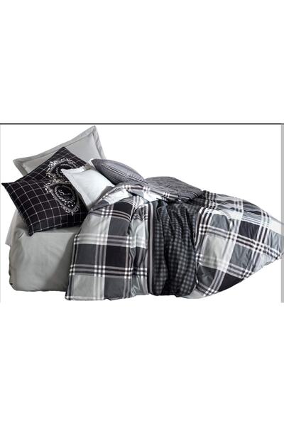 Cotton Box مجموعة غطاء لحاف مزدوج من سلسلة راموس أنثراسايت