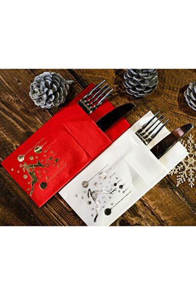 AS7 Aırlaıd Cepli Beyaz Yılbaşı Desenli 20'li