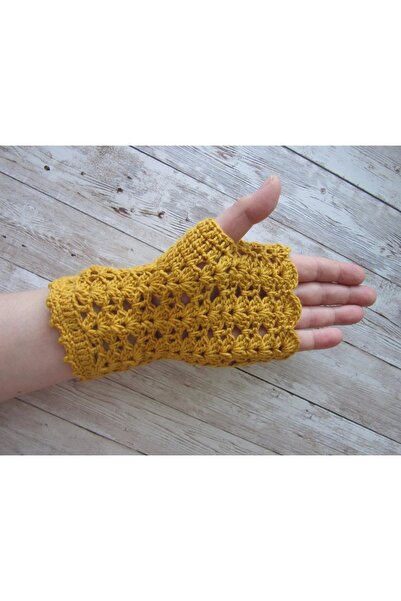 YOS TREND Kadın Yarım Eldiven Kabuk Detaylı Parmaksız Eldiven