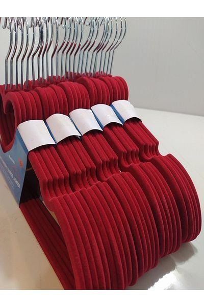 Lorin 15 Pieces Velvet Non-Slip Clothes Hanger Red Fujya
