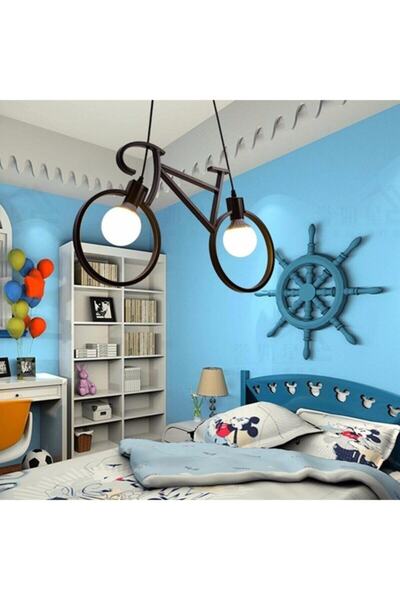 ADALED Bundera Bisiklet Sarkıt Avize Ahşap Ferforje Retro Rustik Ofis Cafe Bar Otel Restaurant Tavan Lamba