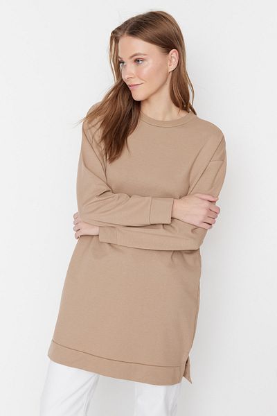 Trendyol Modest Sweatshirt - Brown - Relaxed fit