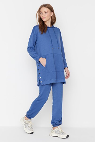 Trendyol Modest Sweatsuit Set - Navy blue - Regular fit