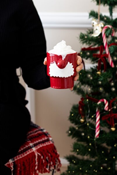 Beige & Stone Christmas Santa Claus White Mustache Mug