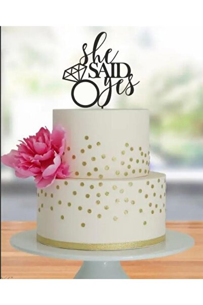 MFM حفلة قالت نعم (قال نعم) حرف مرآة من زجاج شبكي على كعكة الخطوبة باللون الفضي
