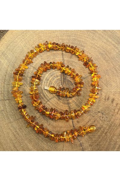 Tesbihci Efendi Adult Honey Color Drop Amber Necklace - 45cm