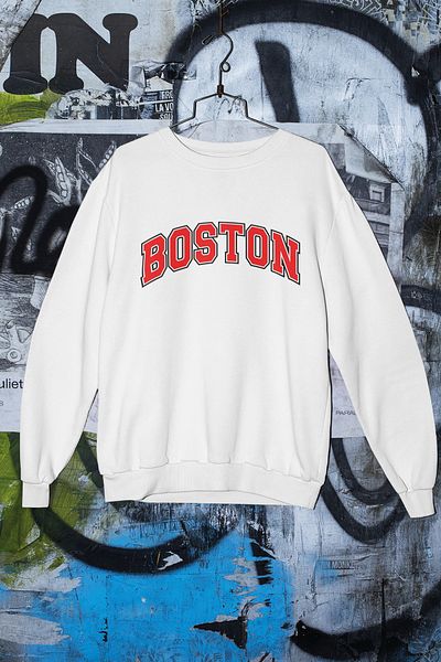 SUNFREE Unisex Boston εμπριμέ φούτερ Oversize
