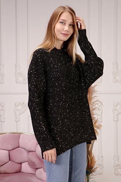 Be Mono طاقم الرقبة سترة بريق