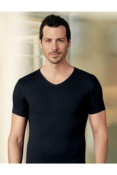 GÜMÜŞ Men's Sports Short Sleeve V-Neck Undershirt 4051 Single