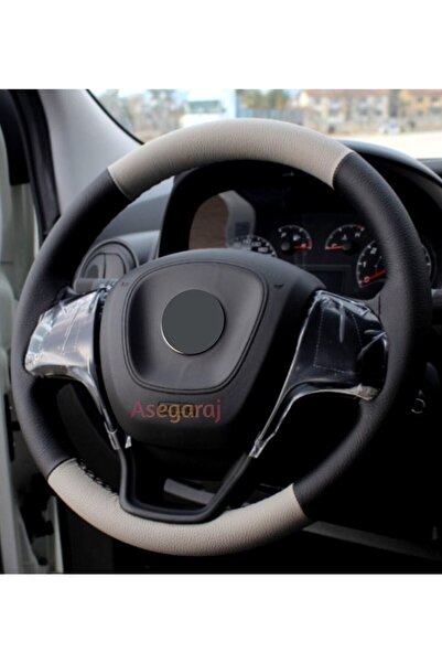Asegaraj Fiat Linea Uyumlu Dikmeli Direksiyon Kılıfı Çift Renk Gri-siyah (4pa...