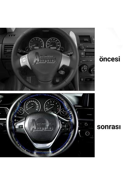 Asegaraj Fiat Fiorino Uyumlu 2015-2021 Dikmeli Direksiyon Kılıfı Soft Siyah