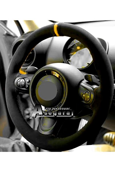 Asegaraj Vw Polo 2017> Uyumlu Sarı Yüzüklü Dikmeli Direksiyon Kılıfı Alcantar...